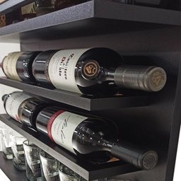 Adega de Vinho de Parede com Bar Sala - Barzinho Preto - 5