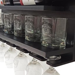 Adega de Vinho de Parede com Bar Sala - Barzinho Preto - 6
