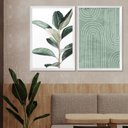 Ver imagem 2 de Kit 2 Quadros Decorativos Folhagem Minimalista Verde Moderno
