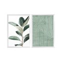 Ver imagem 1 de Kit 2 Quadros Decorativos Folhagem Minimalista Verde Moderno