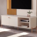 Ver imagem 1 de Rack para Sala Tv até 58 Polegadas Moderno 2 Portas - Off White Bronze