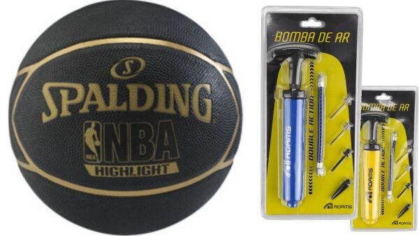 Bola de Basquete Spalding Highlight, Preto e Dourado, 7