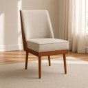 Ver imagem 1 de Cadeira Decorativa Estofada para Sala de Jantar Virgínia Suede - Élpis Móveis - Bege e Castanho