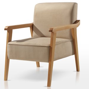 Poltrona Decorativa Sala Estar Linho Bege Medio Lia