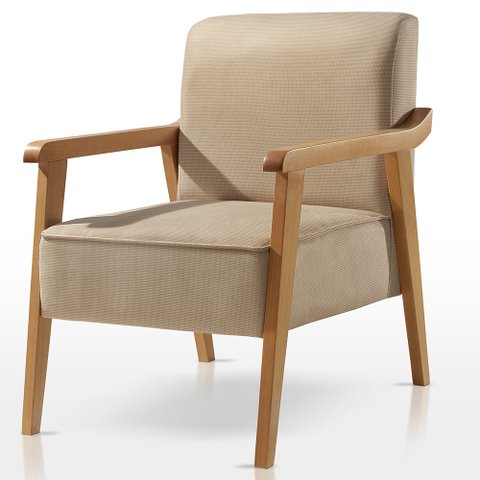 Poltrona Decorativa Sala Estar Linho Bege Medio Lia