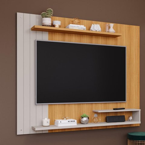 Painel para TV Até 50 Polegadas Ripado Floripa Permobili Nature Off White