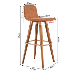 Kit 3 Banquetas Altas Luxo Linea Aço Cobre Linho Terracota Base Carvalho - 6