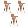 Kit 3 Banquetas Altas Luxo Linea Aço Cobre Linho Terracota Base Carvalho - 2