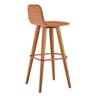 Kit 3 Banquetas Altas Luxo Linea Aço Cobre Linho Terracota Base Carvalho - 4