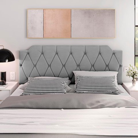 Cabeceira Kelly Capitonê Cama Queem 1.60 Cinza