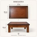 Ver imagem 4 de Mesa de Centro Sala Retangular Madeira Maciça 75x55 Pé Reto Castanho