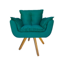Ver imagem 2 de Conjunto 2 Poltrona Estofada Base Giratória De Madeira Clínica Opala Suede Azul Turquesa - LM DECOR
