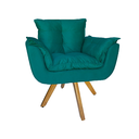 Ver imagem 3 de Conjunto 2 Poltrona Estofada Base Giratória De Madeira Clínica Opala Suede Azul Turquesa - LM DECOR