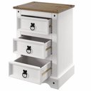 Ver imagem 2 de Mesa de Cabeceira de Madeira com 3 Gavetas Branco Lavado