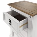 Ver imagem 5 de Mesa de Cabeceira de Madeira com 3 Gavetas Branco Lavado