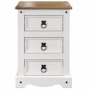 Ver imagem 3 de Mesa de Cabeceira de Madeira com 3 Gavetas Branco Lavado