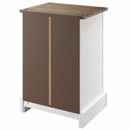Mesa de Cabeceira de Madeira com 3 Gavetas Branco Lavado - 6