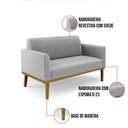 Ver imagem 2 de Sofá Namoradeira com 2 Poltronas Base de Madeira Fixa Castanho Marisa Suede Cinza D03 - D?rossi