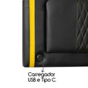 Ver imagem 3 de Kit Quarto Gamer Baú e Painel Fighter Usb 140cm Cama de Casal:preto e Amarelo