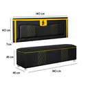 Ver imagem 4 de Kit Quarto Gamer Baú e Painel Fighter Usb 140cm Cama de Casal:preto e Amarelo
