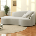Ver imagem 1 de Divã Recamier Sofá Curvo Sala de Tv e Estar Recepção Inglaterra 180cm Lado Esquerdo Linho Bege- Mabe