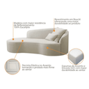 Ver imagem 4 de Divã Recamier Sofá Curvo Sala de Tv e Estar Recepção Inglaterra 180cm Lado Esquerdo Linho Bege- Mabe