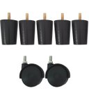 Ver imagem 1 de Kit de 5 Pé para Cama e 2 Rodizio para Móveis Cama Box de Casal 6cm