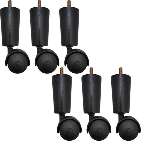 Conjunto 6 Pé de Cama Box Solteiro Baú Rodizio para Móveis