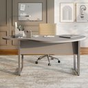 Ver imagem 7 de Mesa Escrivaninha Orgânica Linear 173CMX94CM Pés Metal para Escritório Home Office F5 Corporate Cinza