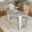 Ver imagem 1 de Mesa Escrivaninha Orgânica Linear 173CMX94CM Pés Metal para Escritório Home Office F5 Corporate Cinza