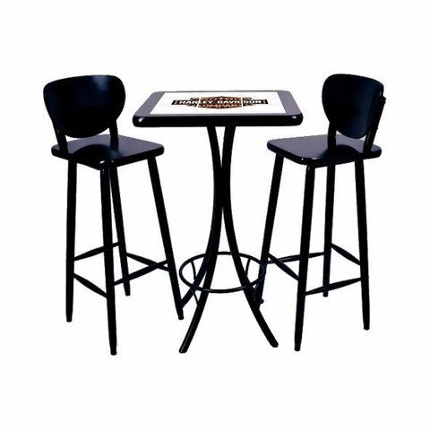 Jogo Mesa Quadrada Alto 60 X 60 Cm para Cozinha Preto Harley 2 Lugares