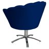 Poltrona Cadeira com Base Giratoria Cromado Pétala Suede Marinho - 3