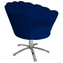 Ver imagem 2 de Poltrona Cadeira com Base Giratoria Cromado Pétala Suede Marinho
