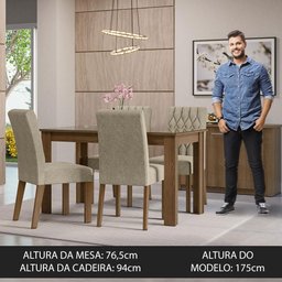 Conjunto Sala de Jantar Mesa Tampo de Vidro 4 Cadeiras Celina Madesa - 4