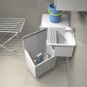 Ver imagem 2 de Nicho para Tanque Lavanderia Modelo Perfil Puxador Gabinete Embutir Multiuso Armário