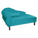 Ver imagem 2 de Recamier Decorativo Divã Larissa Lado Direito Suede Azul Tifany Pés Madeira Mz Decor