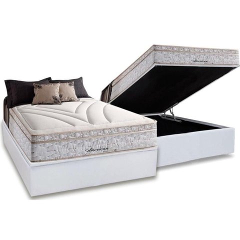 Cama Box Baú Casal: Colchão Molas Masterpocket Ensacadas Herval Maxspring American + Base Crc