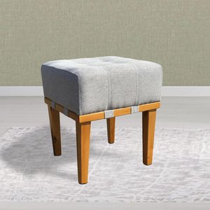 Puff Quadrado Apolo Linho Cinza Decorativo Sala Quarto