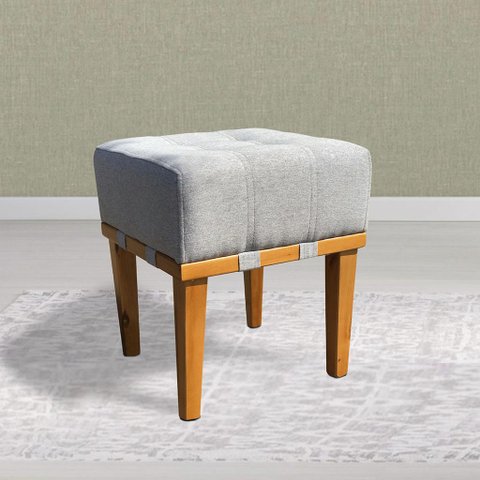 Puff Quadrado Apolo Linho Cinza Decorativo Sala Quarto