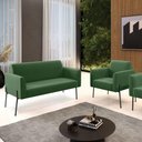 Ver imagem 7 de Sofá Namoradeira e Poltrona Pé de Ferro Preto Marisa Suede D03 - D'Rossi Cor Verde