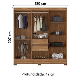 Guarda Roupas Casal 6 Portas 2 Gavetas Amêndoa/off White Verso Demóbile Amêndoa - 5