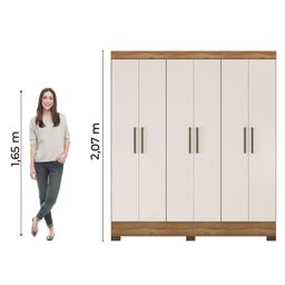 Guarda Roupas Casal 6 Portas 2 Gavetas Amêndoa/off White Verso Demóbile Amêndoa - 3