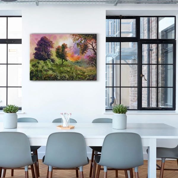 Quadro Decorativo em Tecido Canvas 60x90cm pintura arvores2 - 2