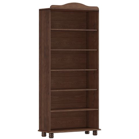 Estante Livreiro Multiuso 5 Prateleiras Madeira Maciça Lazuli F06 Café - Lyam Decor