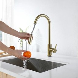 Torneira Cozinha Monocomando Gourmet Ducha Extensível Dourado Escovado:dourado Escovado - 2
