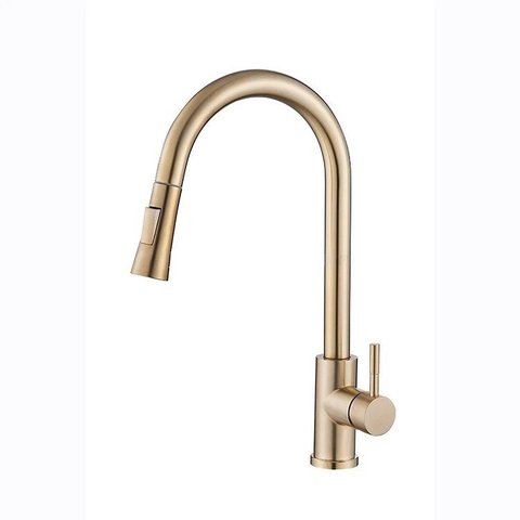Torneira Cozinha Monocomando Gourmet Ducha Extensível Dourado Escovado:dourado Escovado
