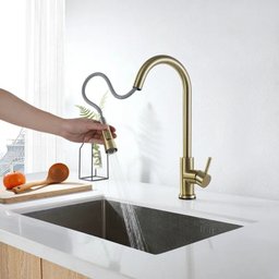 Torneira Cozinha Monocomando Gourmet Ducha Extensível Dourado Escovado:dourado Escovado - 3