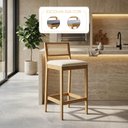 Ver imagem 2 de Banqueta Cozinha Média Madeira Castanho Encosto Palhinha Austria I03 - D'Rossi