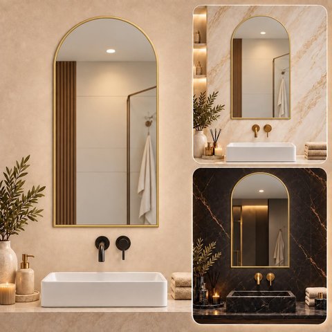 Espelho Decorativo Arco Borda Dourada 60x120cm Luxo Goldenx