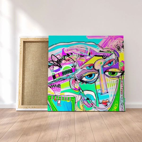 Quadro Decorativo em Tecido Canvas 60x60cm pintura rosto - 1